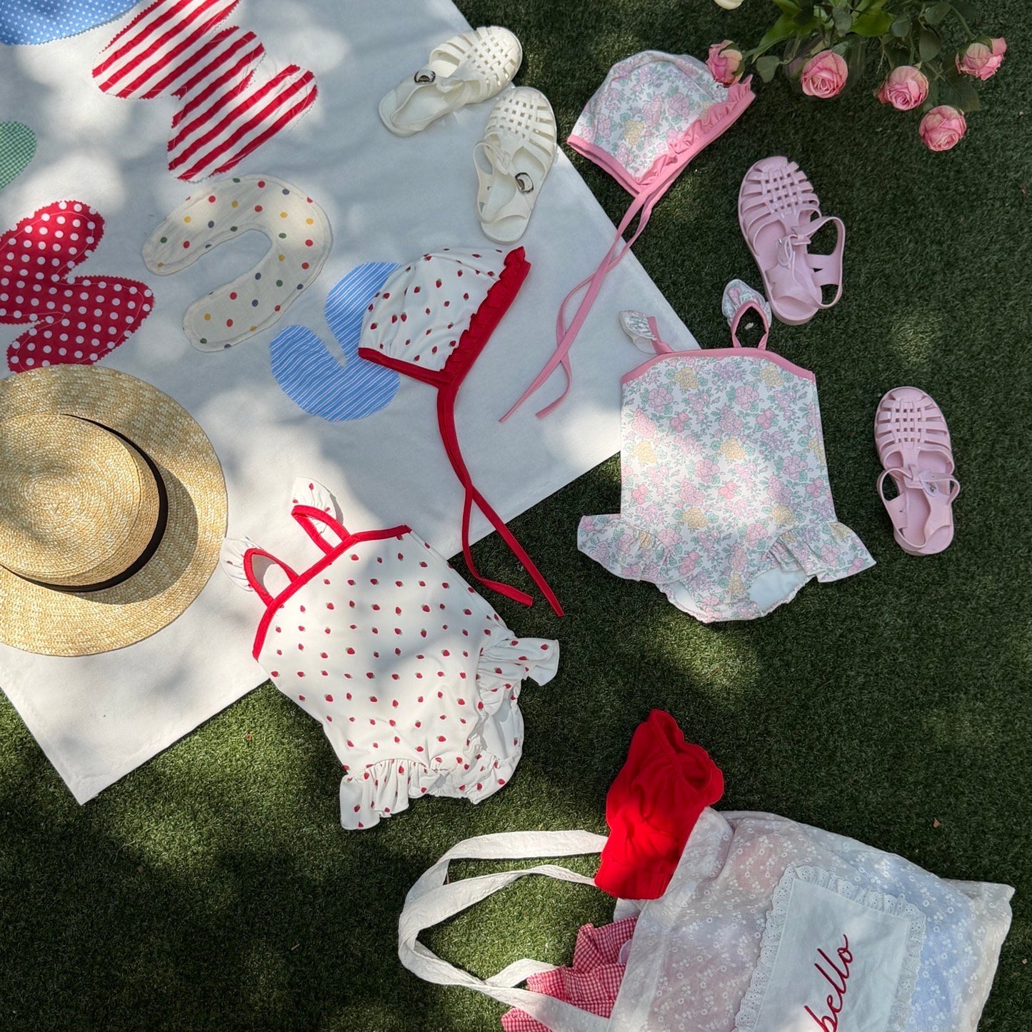 ninibello rosie berry swimwear bonnet set (80-120cm)