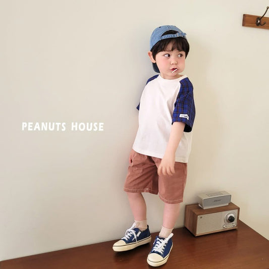 Peanuts 手袖格子上衣 (85-140cm)