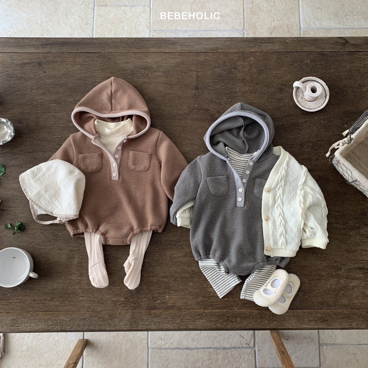 bebeholic button hood suit (Bebe 3-18m)