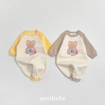 Oottbebe 彩虹熊熊拼色連體衣 (3-12m)