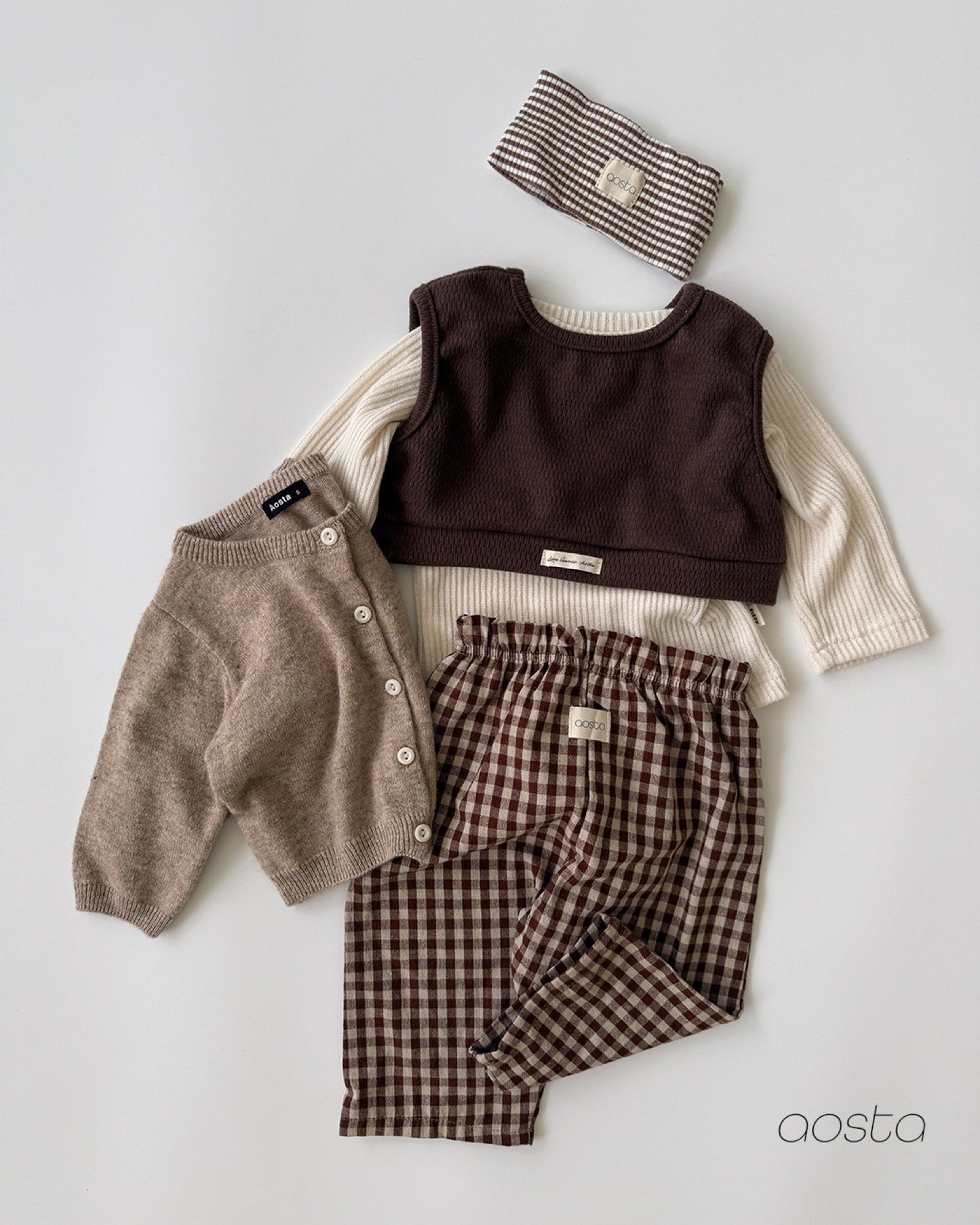 Aosta caramel check pants (~70-115cm)
