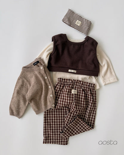 Aosta caramel check pants (~70-115cm)