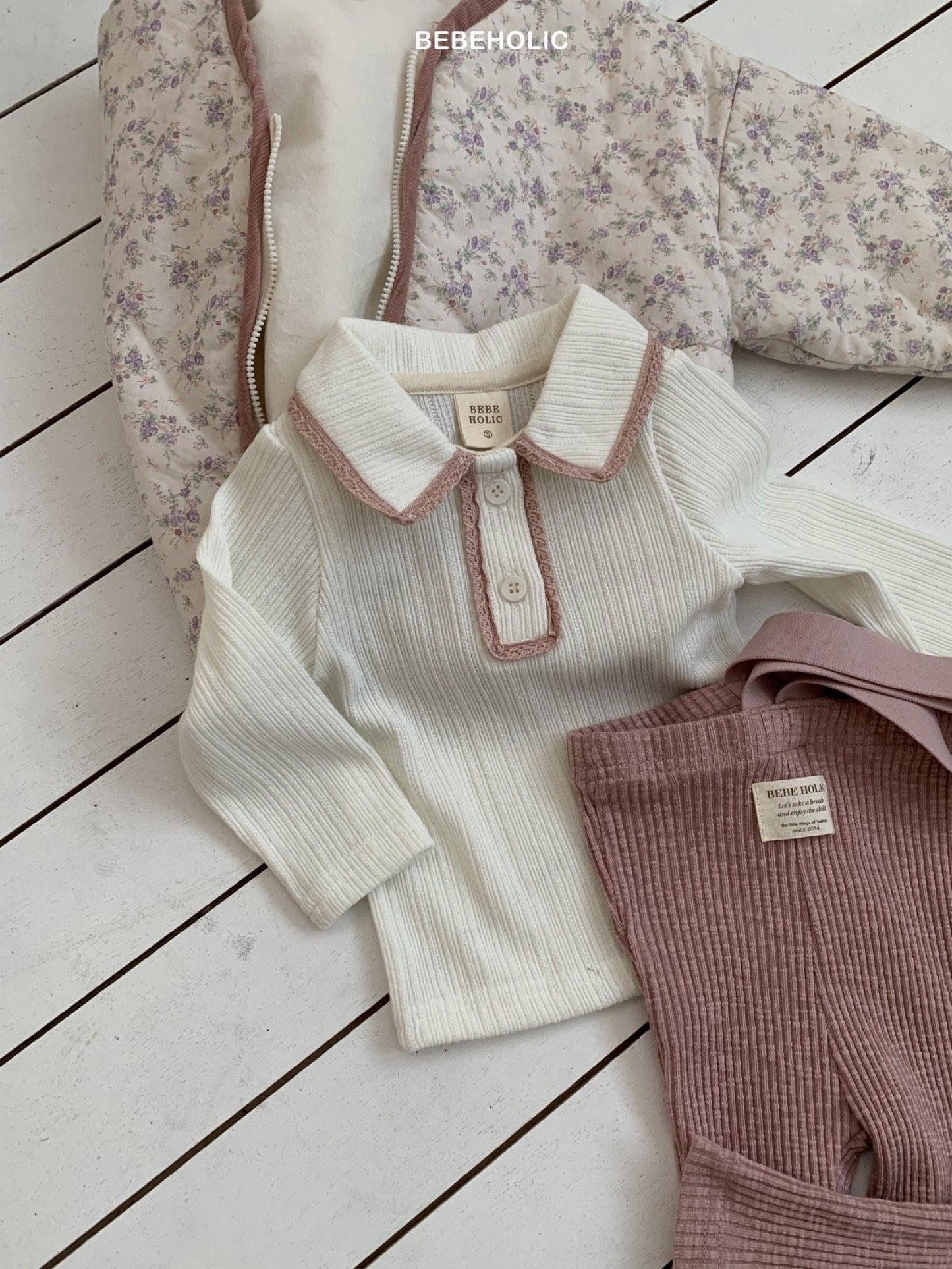 bebeholic peach lace tee (3-18m)