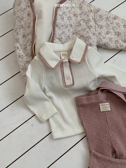 bebeholic peach lace tee (3-18m)