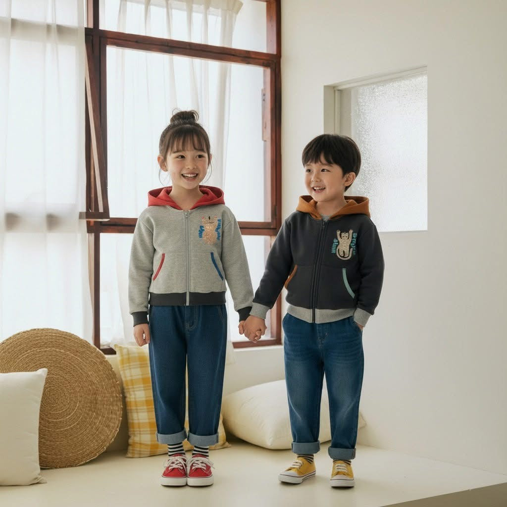 Orangemom 連帽花豹拉鍊外套 (95-140cm)