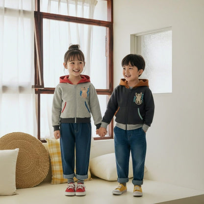 Orangemom 連帽花豹拉鍊外套 (95-140cm)