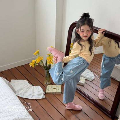 ninibello heart embroidered cutout pants (80-130cm)