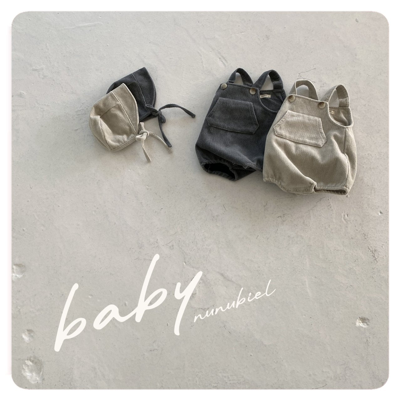 nunubiel corduroy romper&bonnet (3-18m)