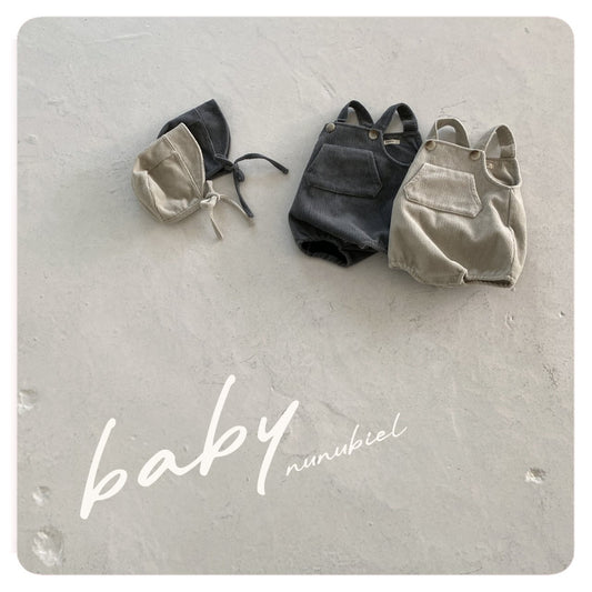 nunubiel corduroy romper&bonnet (3-18m)