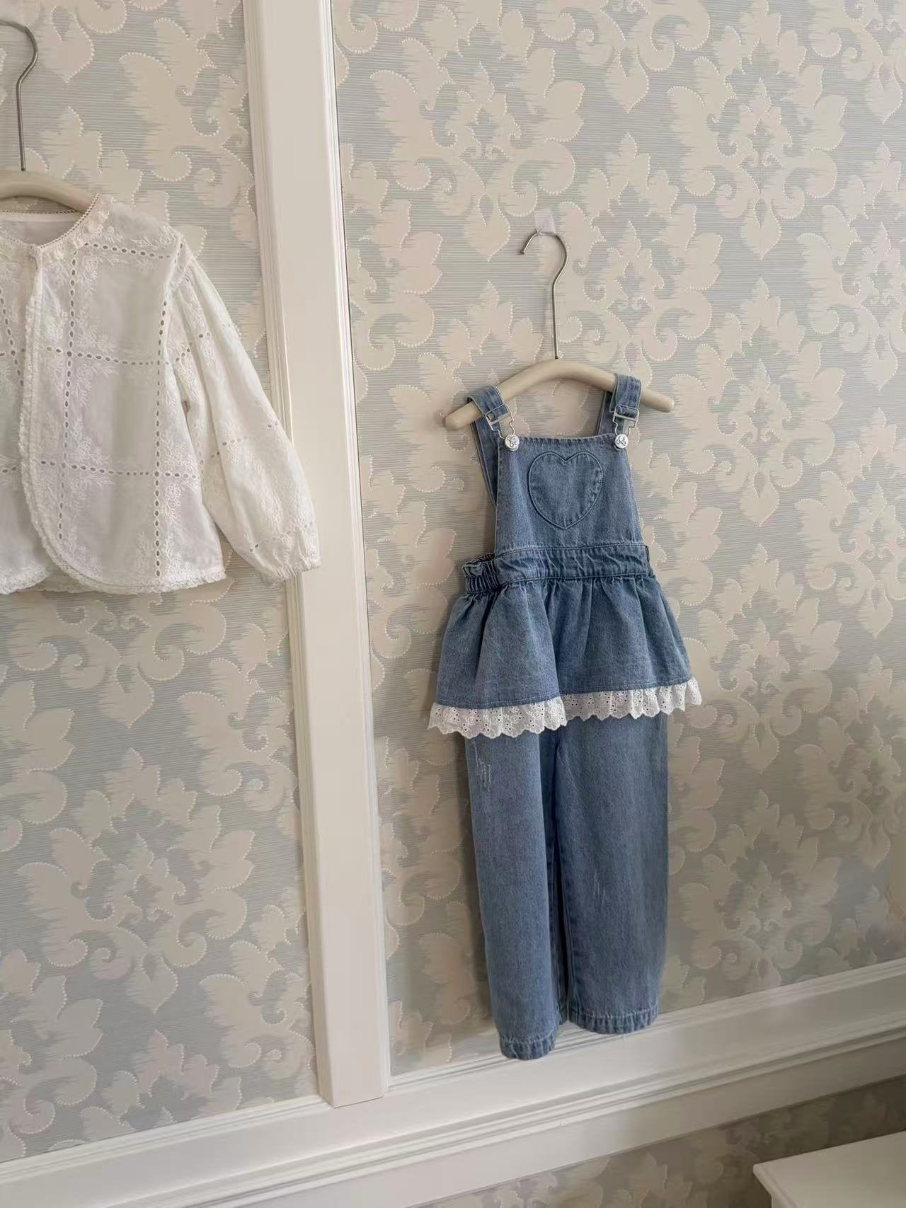 aiai lovely heart denim overalls (95-140cm)