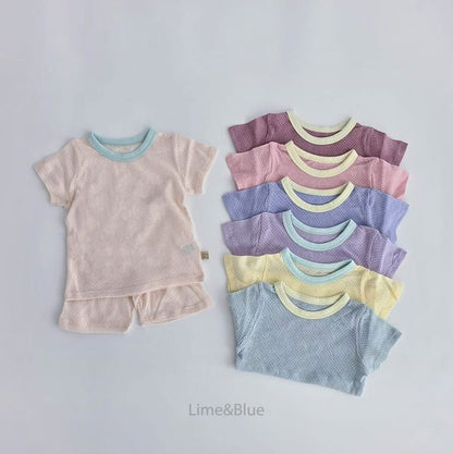 Lime&Blue 撞色透氣居家服 (80-150cm)