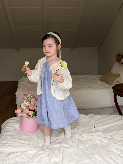 aiai sky flower blue strap dress (95-140cm)