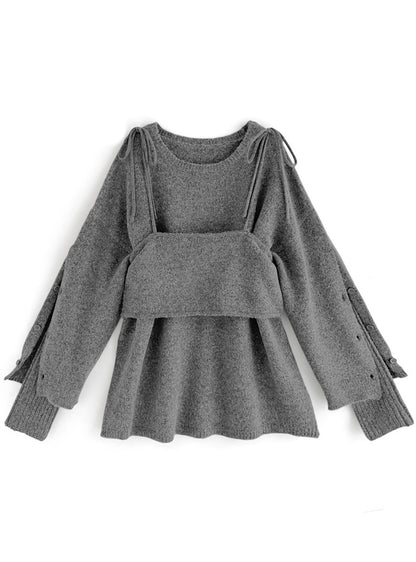 ONE PIECE x 小吊帶外搭 x 手袖 針織三件套SET