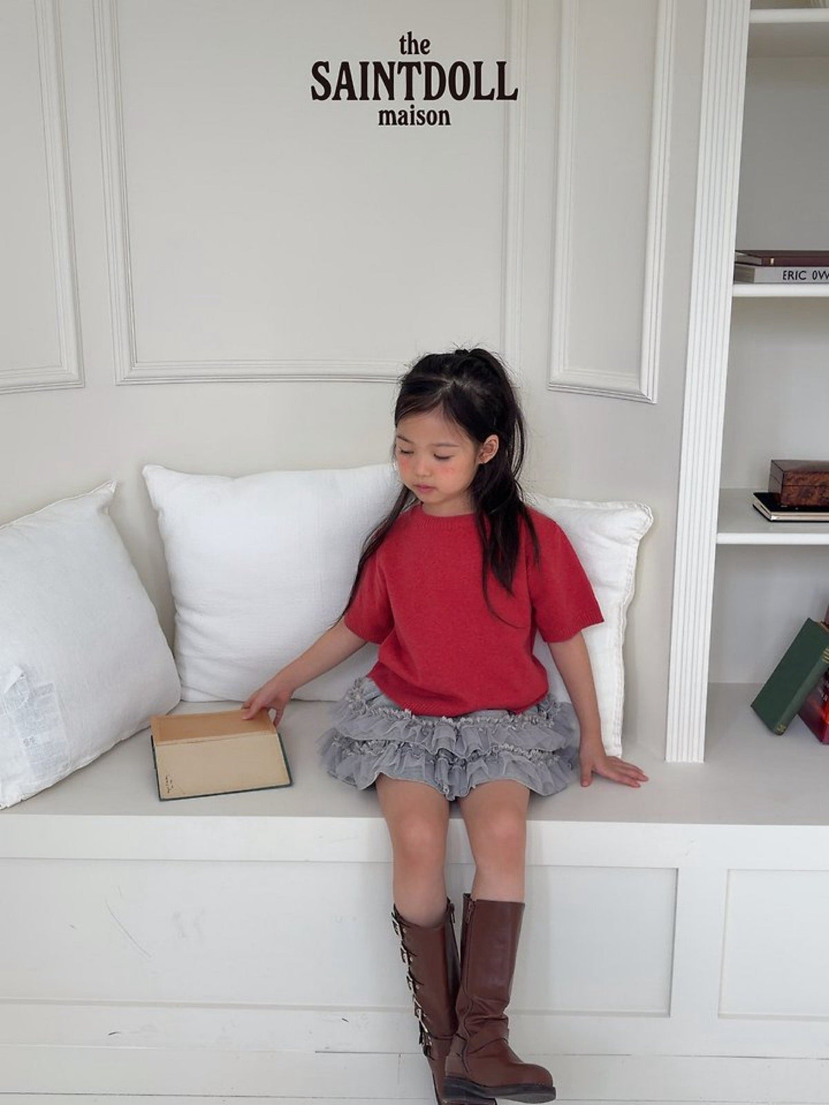 saintdoll short sleeve round knit tee (kids & mom)