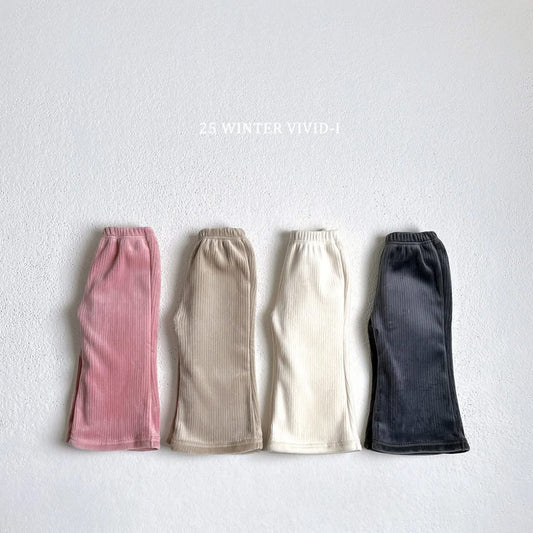 Vivid 絨面光澤羅紋喇叭褲 (75-135cm)