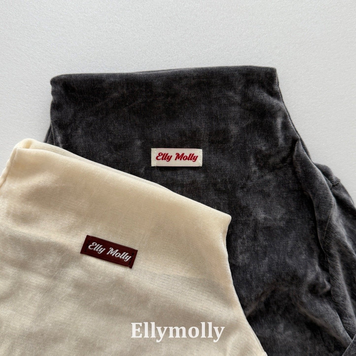 ELLYMOLLY velvet mesh mock turtleneck (90-145cm)
