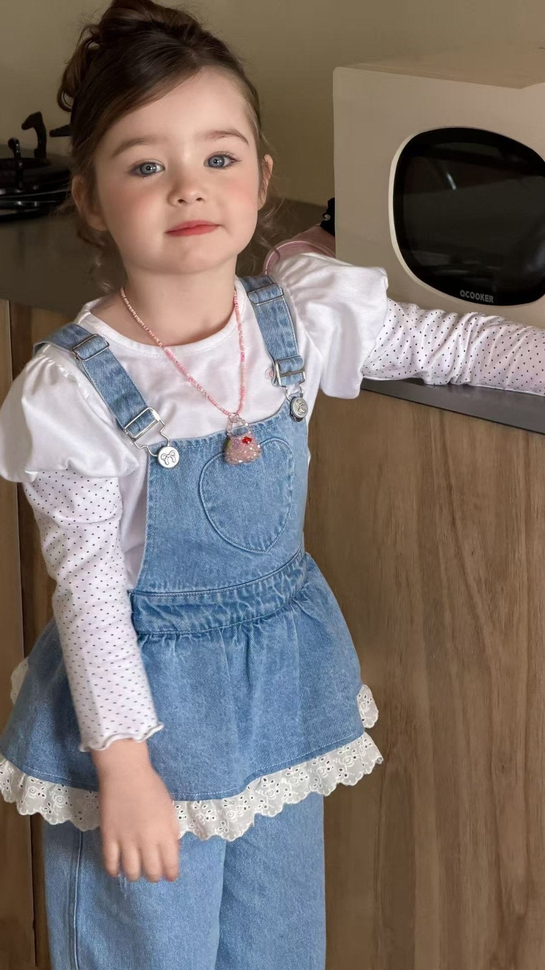 aiai lovely heart denim overalls (95-140cm)