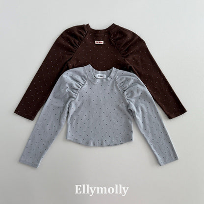 ELLYMOLLY giselle dot shirring t-shirt (90-145cm)