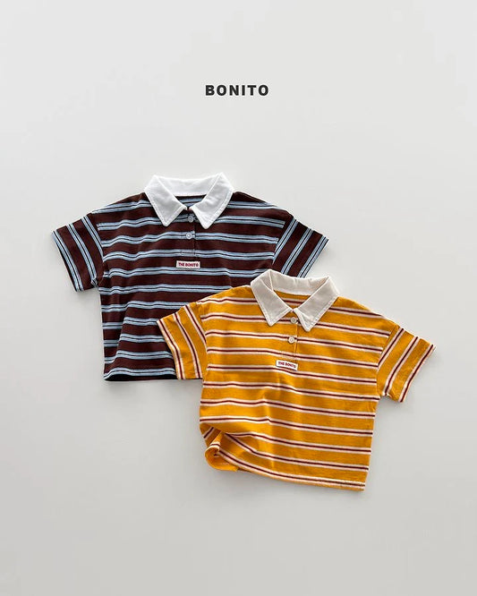 Bonito sierre stripe collar tee (~80-140cm)