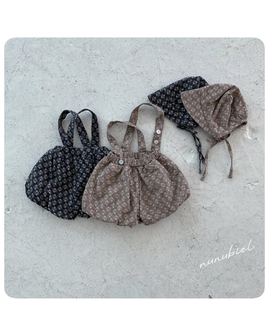 nunubiel rose romper & bonnet (3-18m)