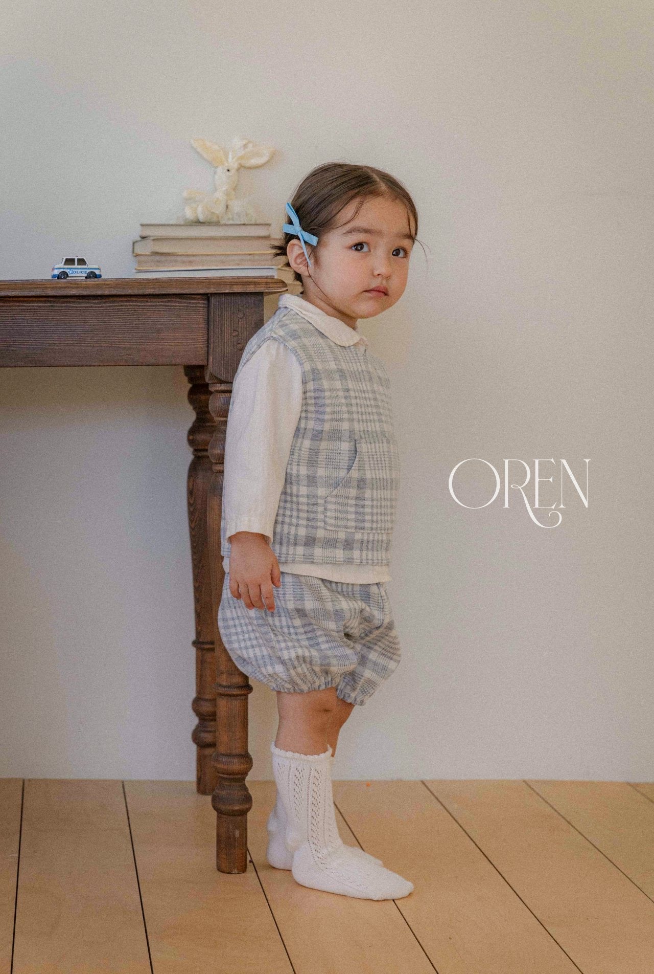 OREN tartan check vest bloomer set (75-100cm)