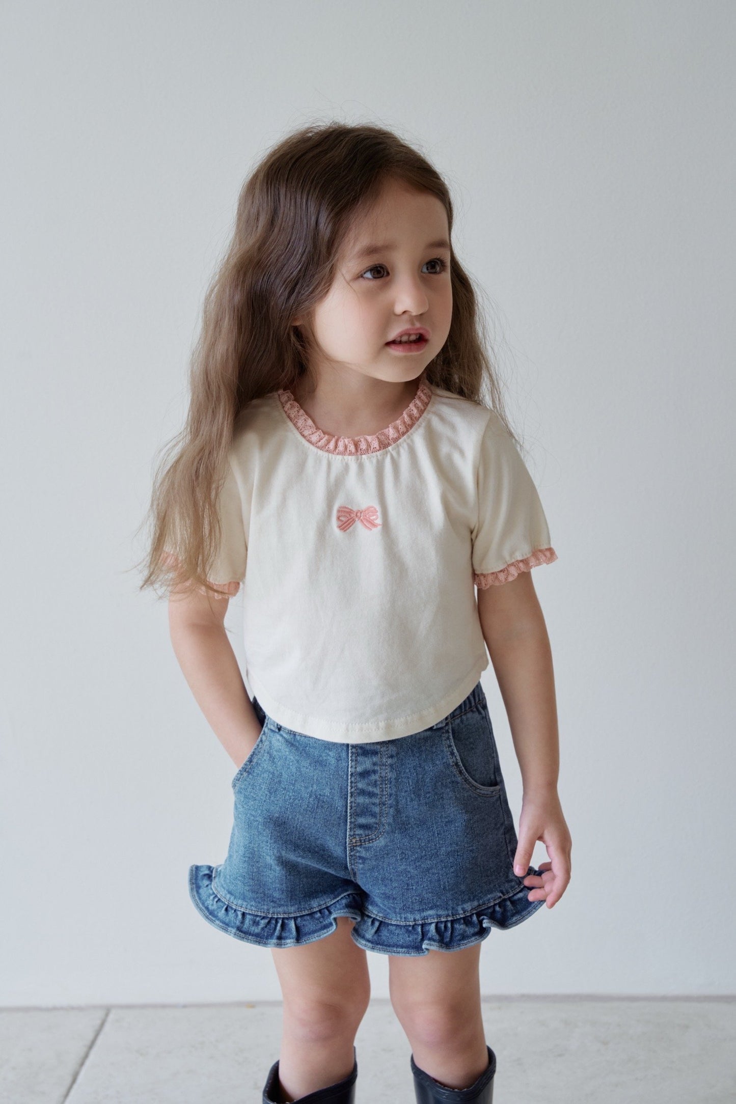 momoann frill denim shorts (90-140cm)