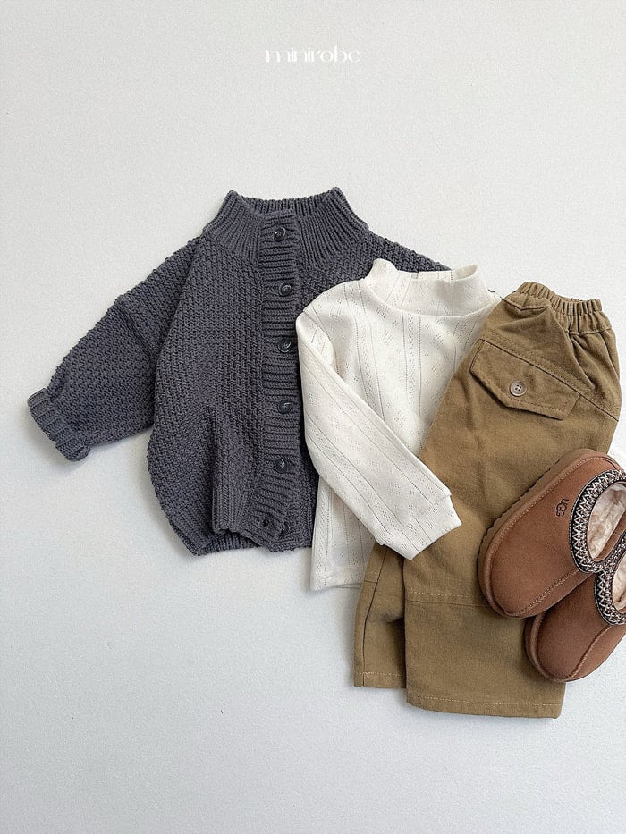 minirobe waffle high neck cardigan (75-110cm)
