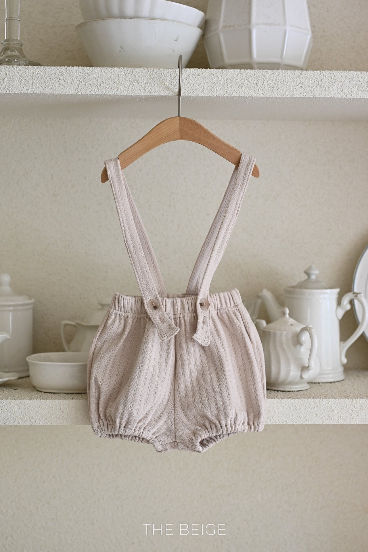 the beige rib suspender pants (85-140cm)