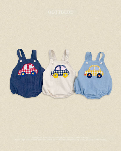 oottbebe denim car rompers (0-12m)