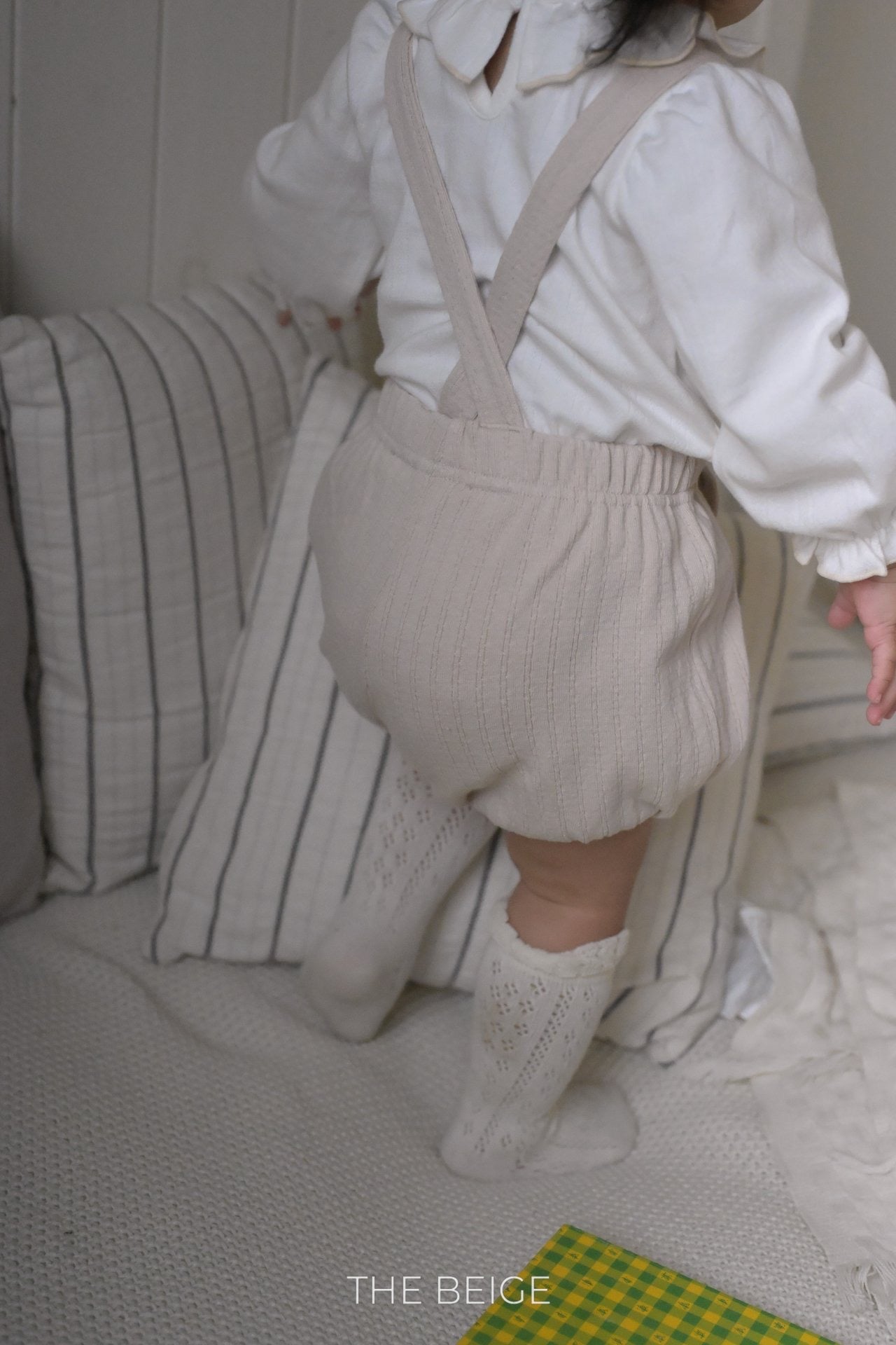 the beige rib suspender pants (85-140cm)
