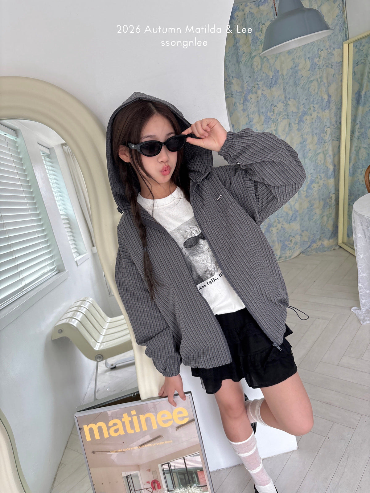 matilda&lee check hood jumper (85-165cm)