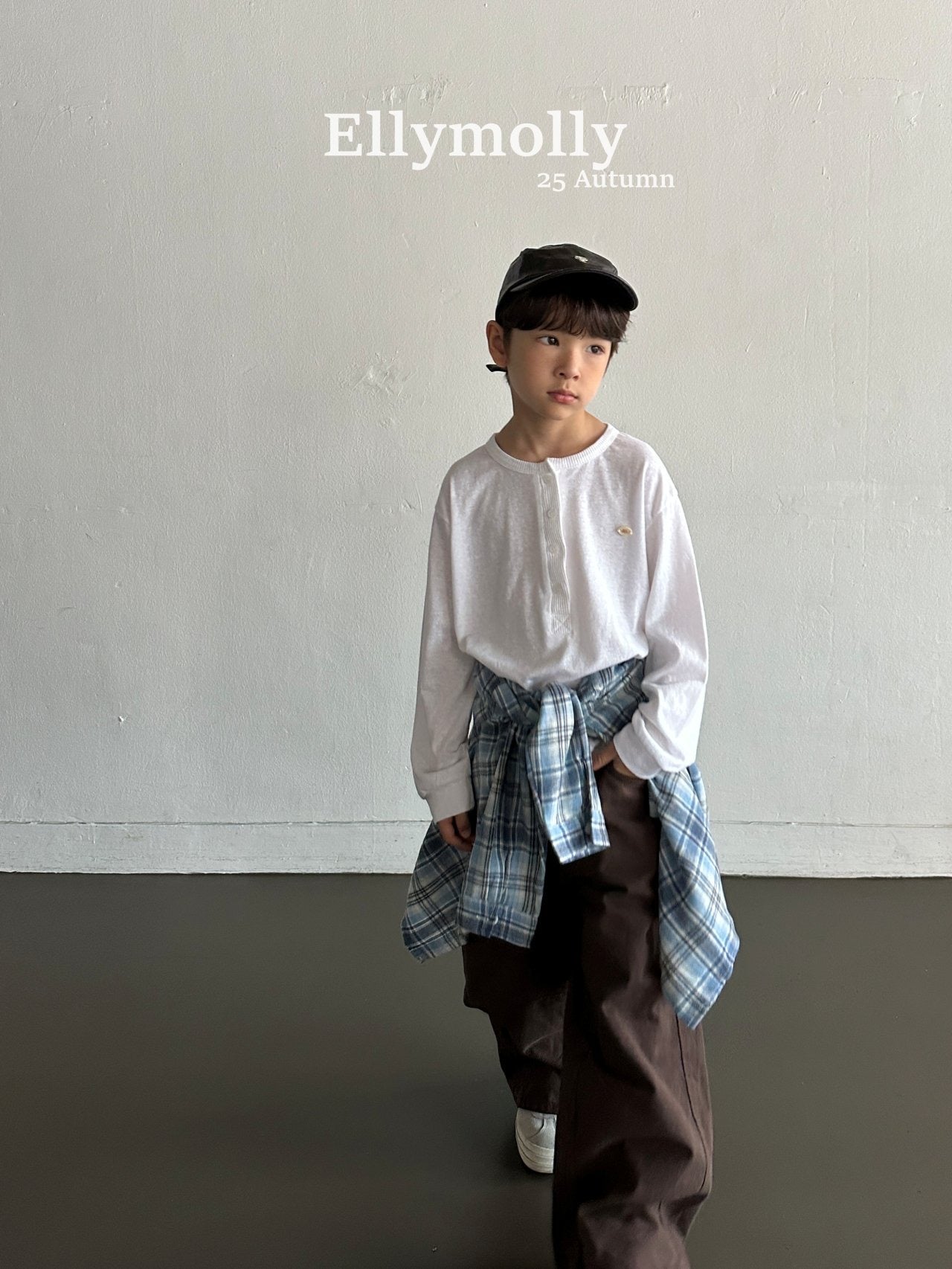 ELLYMOLLY choco check shirt (90-160cm)