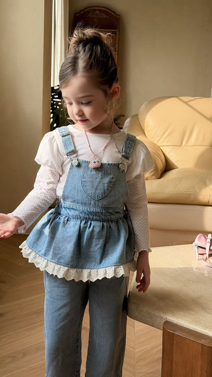 aiai lovely heart denim overalls (95-140cm)