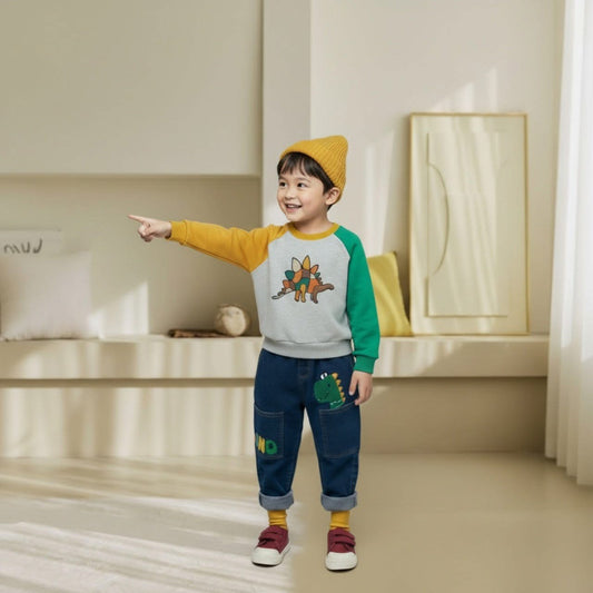 Orangemom 彩色恐龍拼布上衣 (95-140cm)