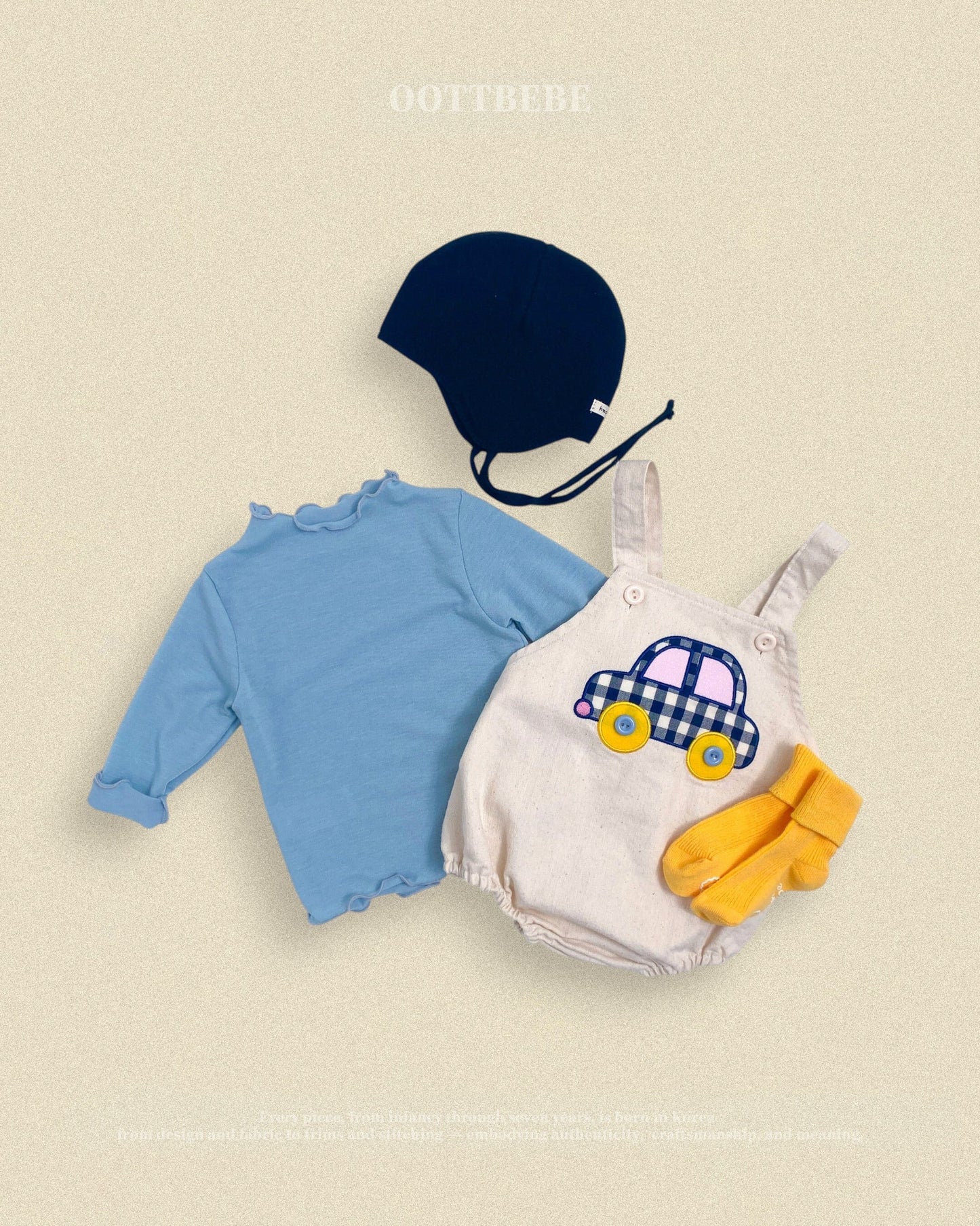 oottbebe denim car rompers (0-12m)