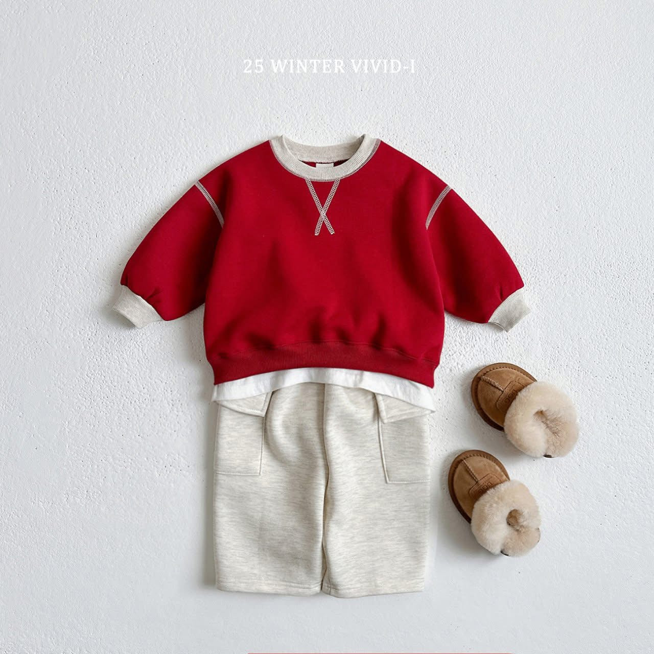 Vivid 交叉車縫線上衣 (75-135cm)