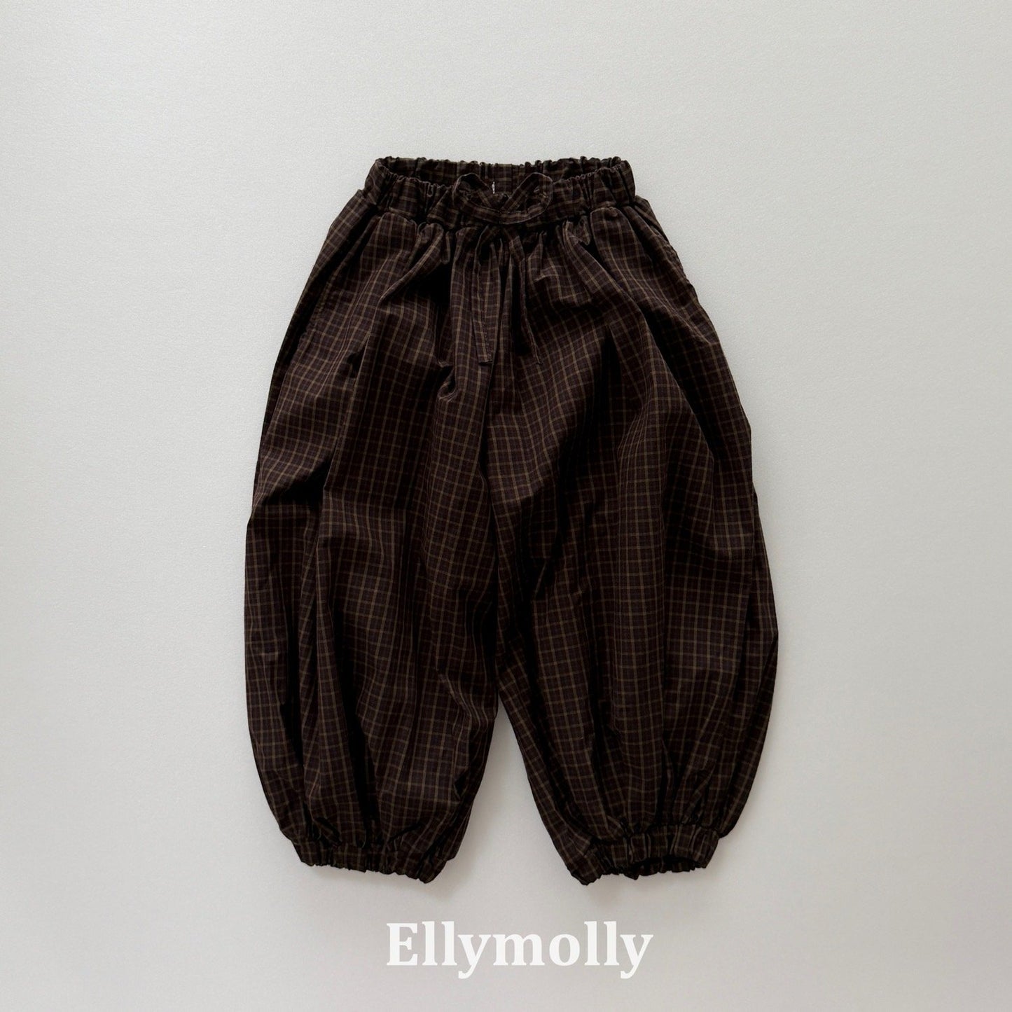 ELLYMOLLY autumn grid balloon pants (90-145cm)