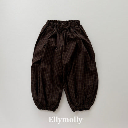 ELLYMOLLY autumn grid balloon pants (90-145cm)