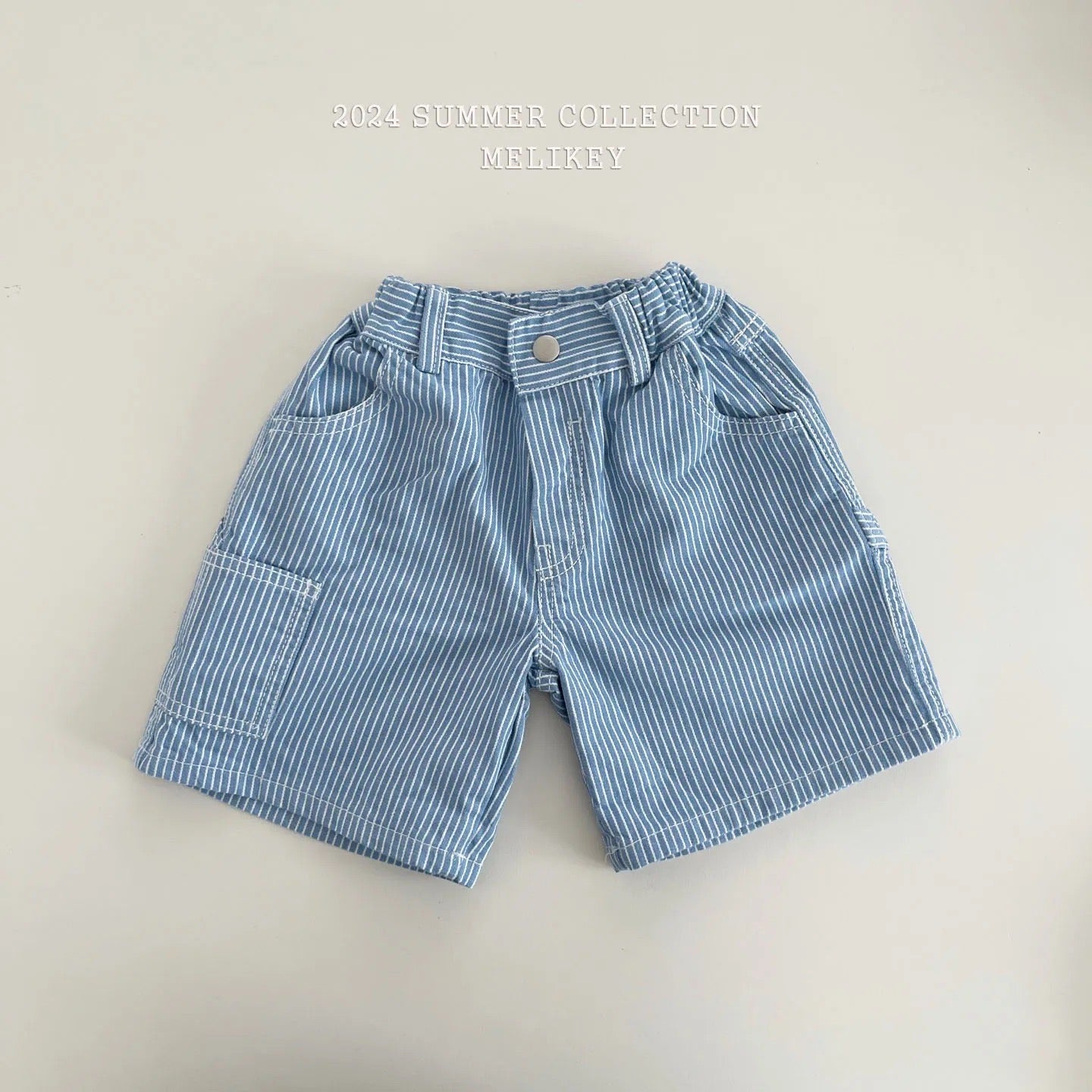 Melikey 反摺條紋短褲 (kids 85-135cm)