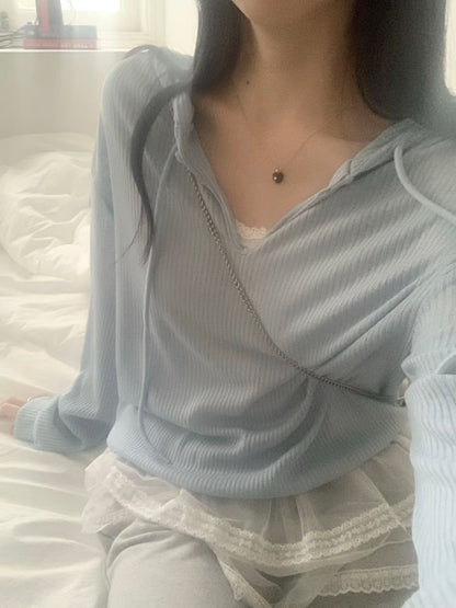 簡約條紋抽繩帽上衣 *共2色