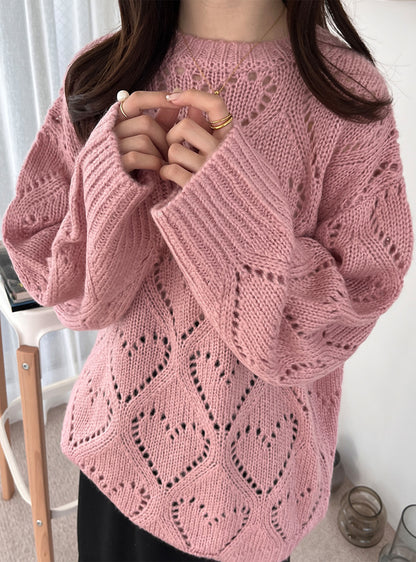 甜美愛心縷空針織OPS