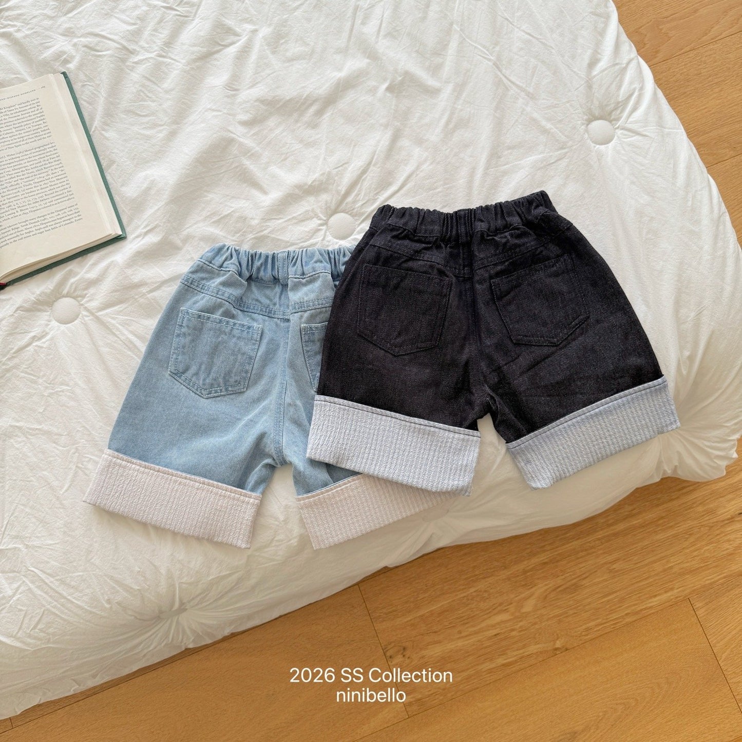 ninibello check roll up denim pants (80-130cm)