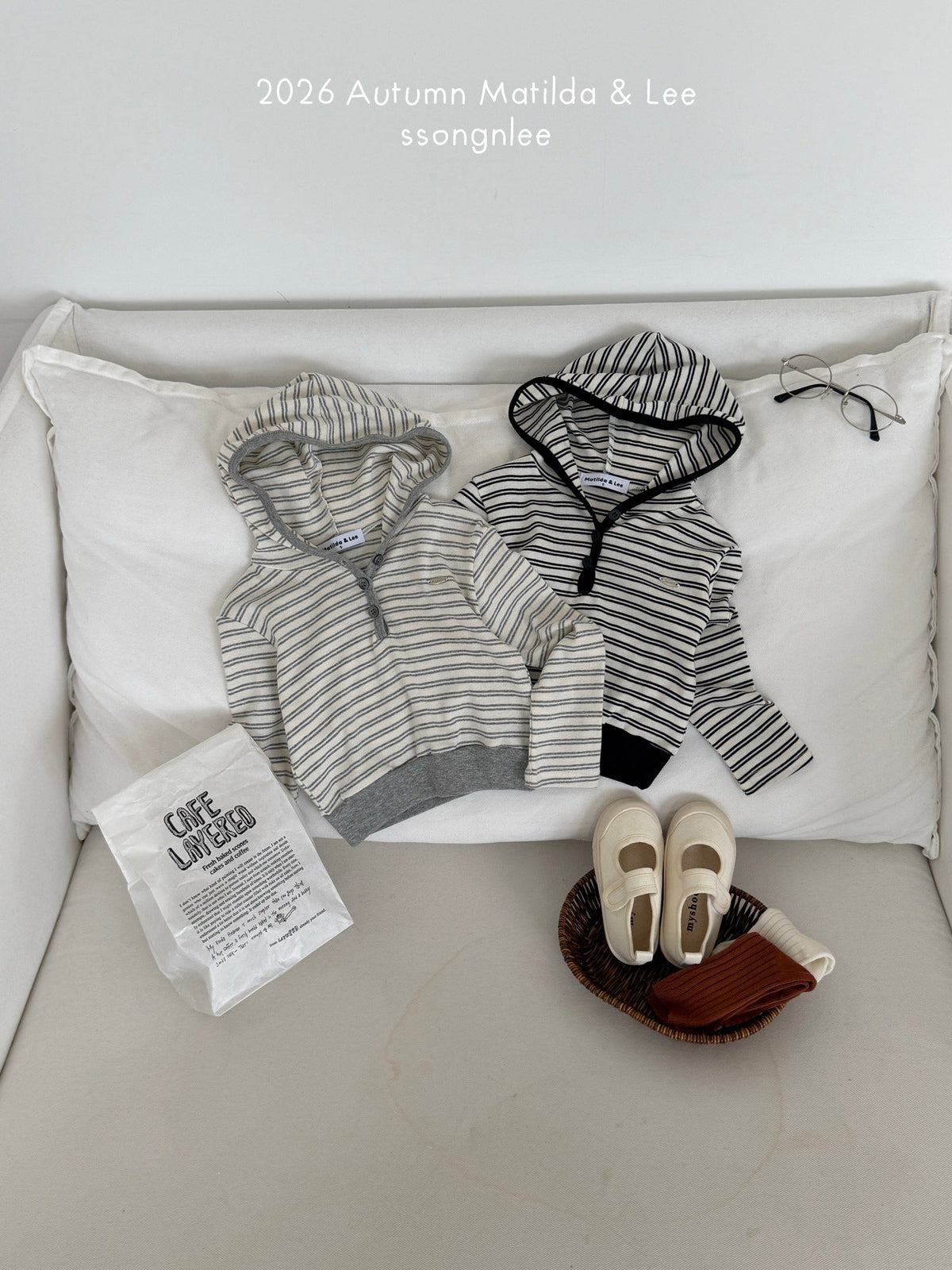 matilda&lee stripe crop hoodie (85-165cm)