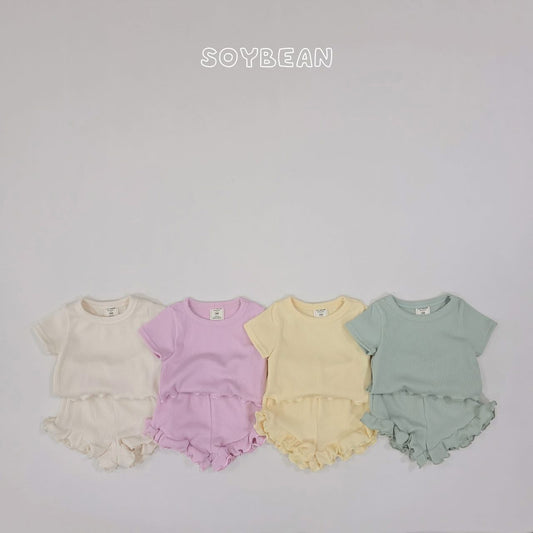 Soybean 坑條荷葉花邊套裝 (75-118cm)