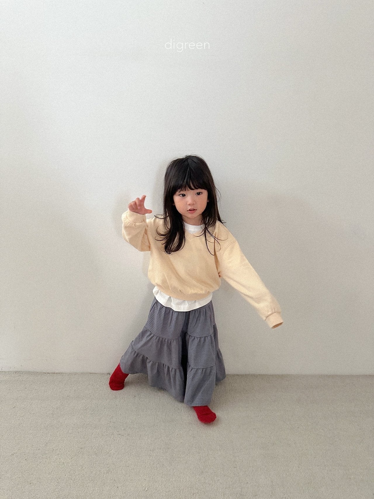 digreen check ruffle skirt (85-130cm)