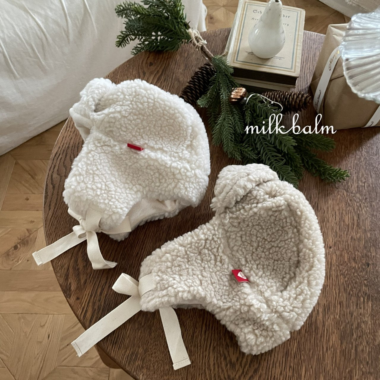 milkbalm cotton candy earflap hat