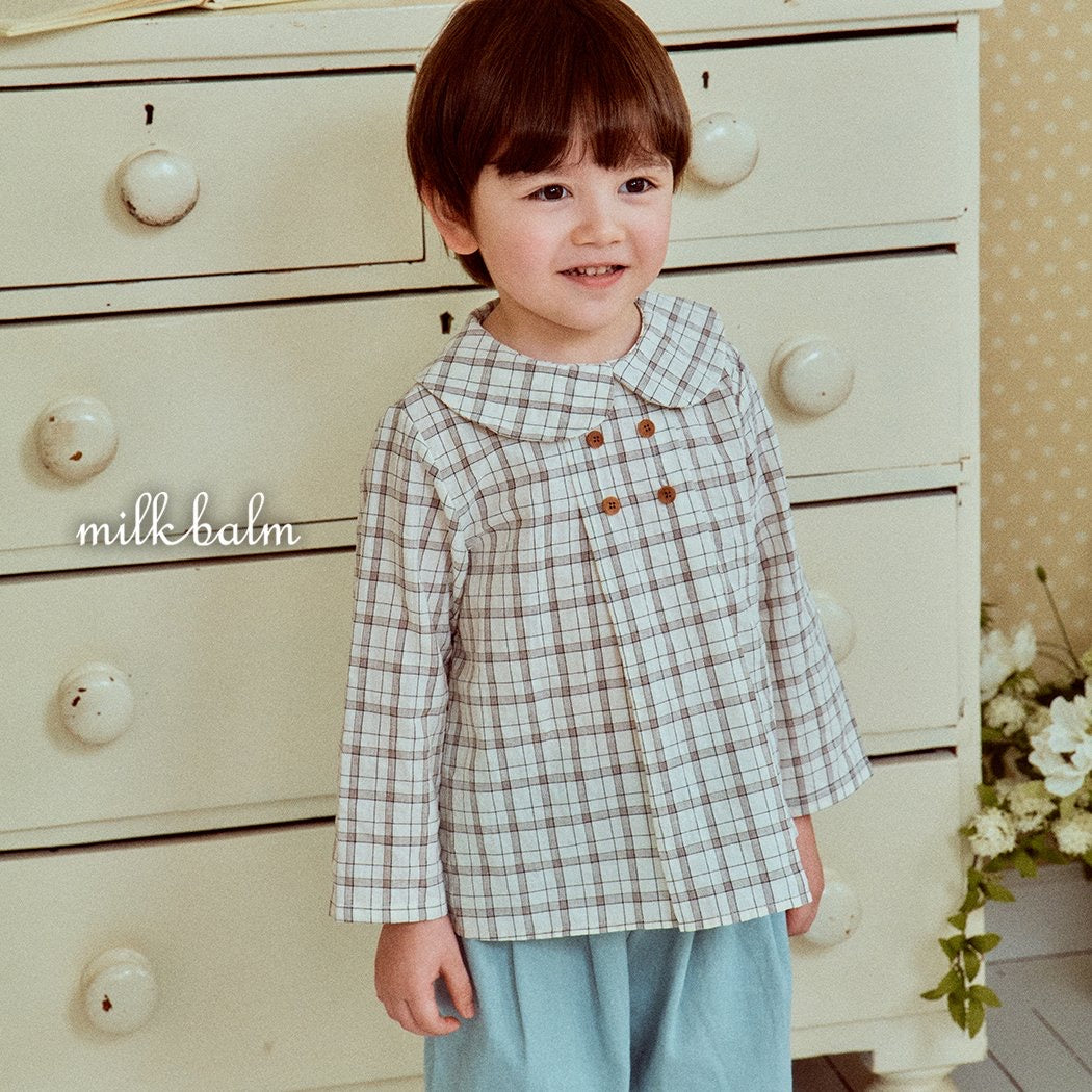 milkbalm oliver check shirt (75-125cm)