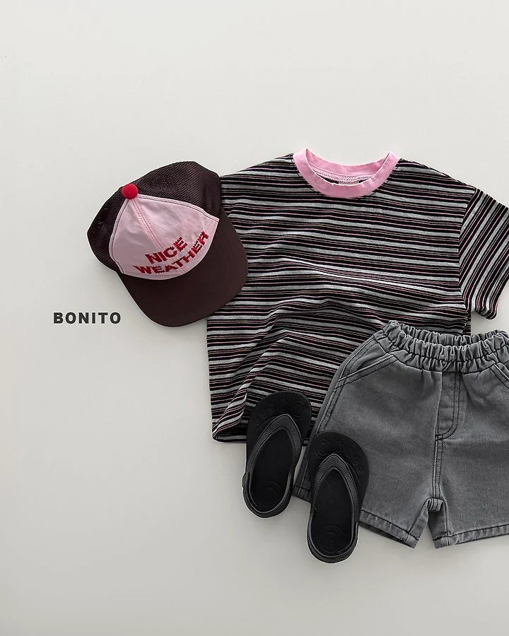 Bonito uni stripe color tee (~80-140cm)