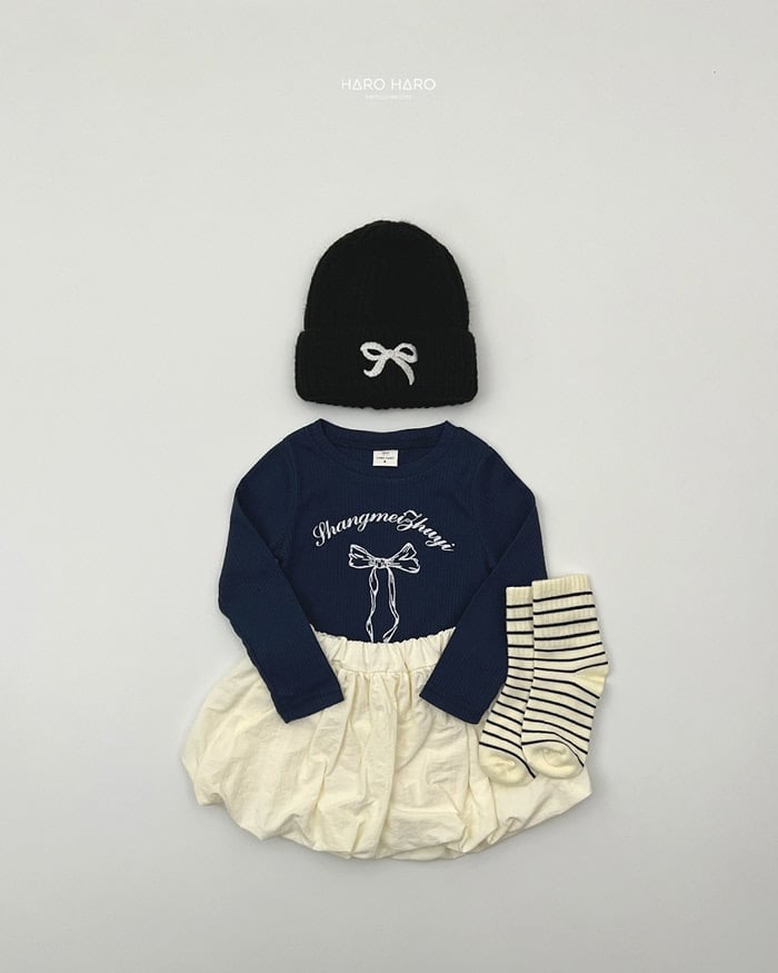 HAROHARO bling ribbon rib tee (85-140cm)