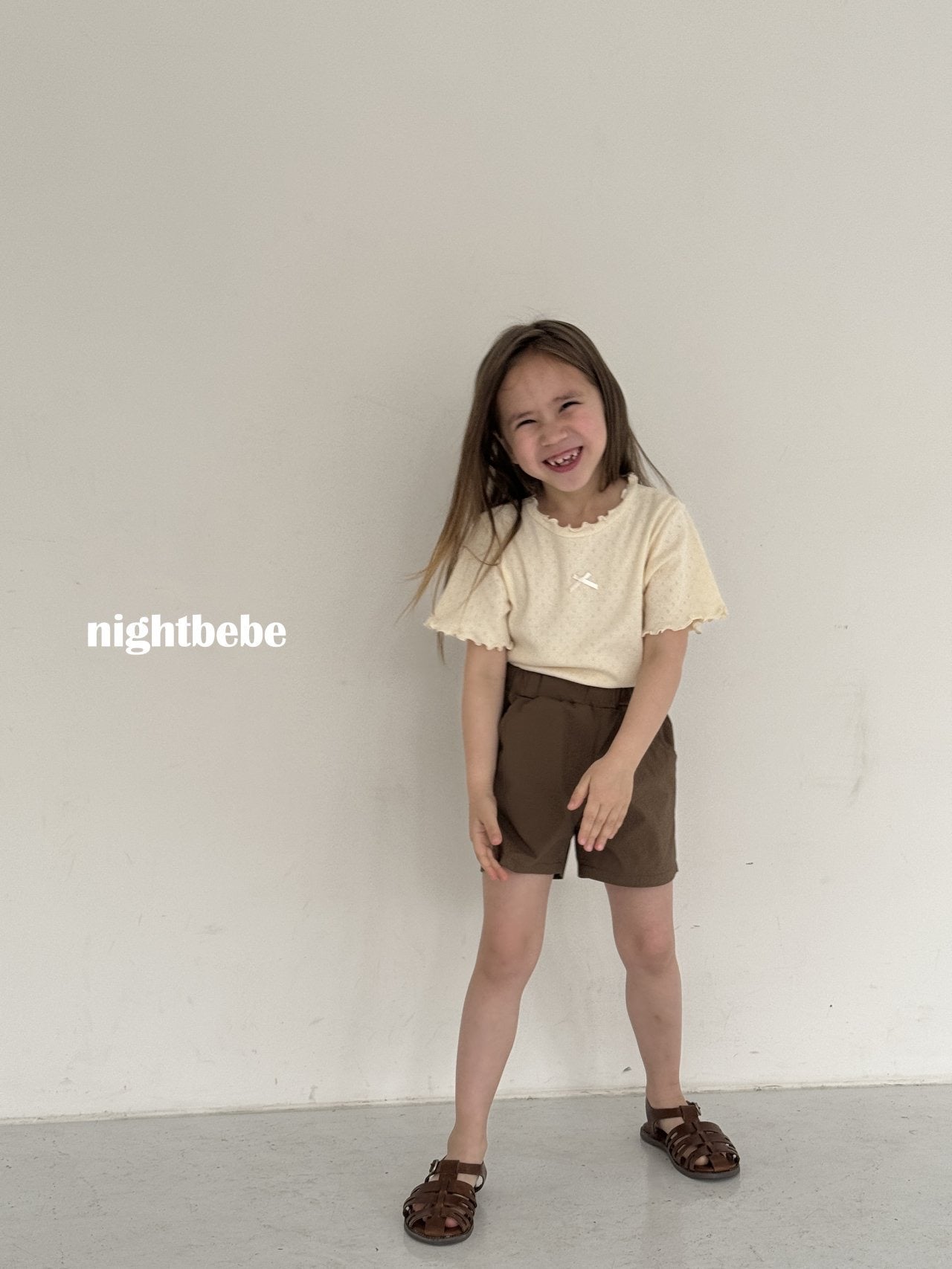 Nightbebe Eyelet ribbon short sleeves (kids 80-120cm)